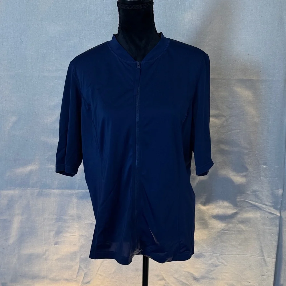 Women's - Land's' End - Short Sleeve Full-Zip Rash Guard - Size XL(18) - Navy - Picture 3 of 10